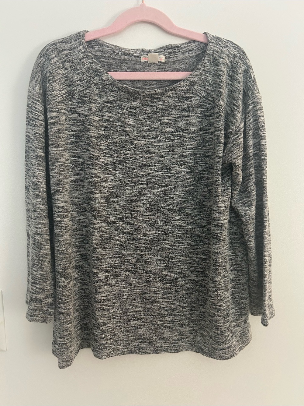 Crewcuts Girls Size 12 Gray Marled Long Sleeve Knit Top Metallic Side Detail